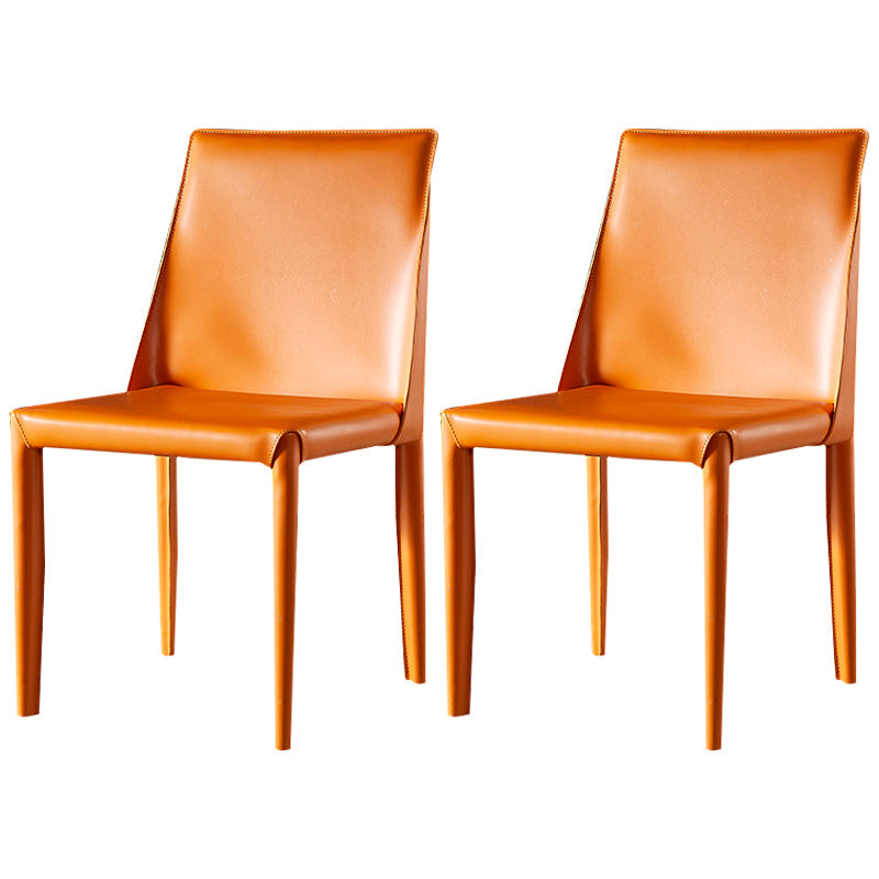 Modern Metal Dining Armless Chair Leather Dining Room Chair for Restaurant Use Orange 2 Piece Set Clearhalo ' kitchen&dining_furn' 'Dining Chairs' 'Dining Tables & Seating' 'dining_chair' 'furn' 'furn_dining_chair' 'Furniture' 'furniture_dining_chair' 'Kitchen & Dining Furniture' 'kitchen' 4577263