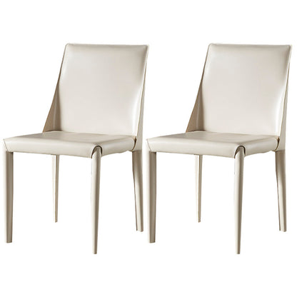 Modern Metal Dining Armless Chair Leather Dining Room Chair for Restaurant Use Off-White 2 Piece Set Clearhalo ' kitchen&dining_furn' 'Dining Chairs' 'Dining Tables & Seating' 'dining_chair' 'furn' 'furn_dining_chair' 'Furniture' 'furniture_dining_chair' 'Kitchen & Dining Furniture' 'kitchen' 4577275
