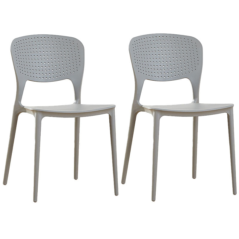Contemporary Open Back Chairs Dining Armless Stackable Plastic Side Chair Grey 2 Piece Set Clearhalo ' kitchen&dining_furn' 'Dining Chairs' 'Dining Tables & Seating' 'dining_chair' 'furn' 'furn_dining_chair' 'Furniture' 'furniture_dining_chair' 'Kitchen & Dining Furniture' 'kitchen' 4577284