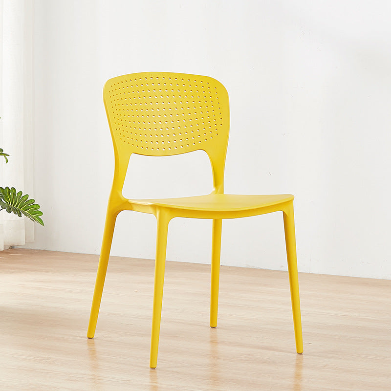 Contemporary Open Back Chairs Dining Armless Stackable Plastic Side Chair Yellow 1 Piece Clearhalo ' kitchen&dining_furn' 'Dining Chairs' 'Dining Tables & Seating' 'dining_chair' 'furn' 'furn_dining_chair' 'Furniture' 'furniture_dining_chair' 'Kitchen & Dining Furniture' 'kitchen' 4577287