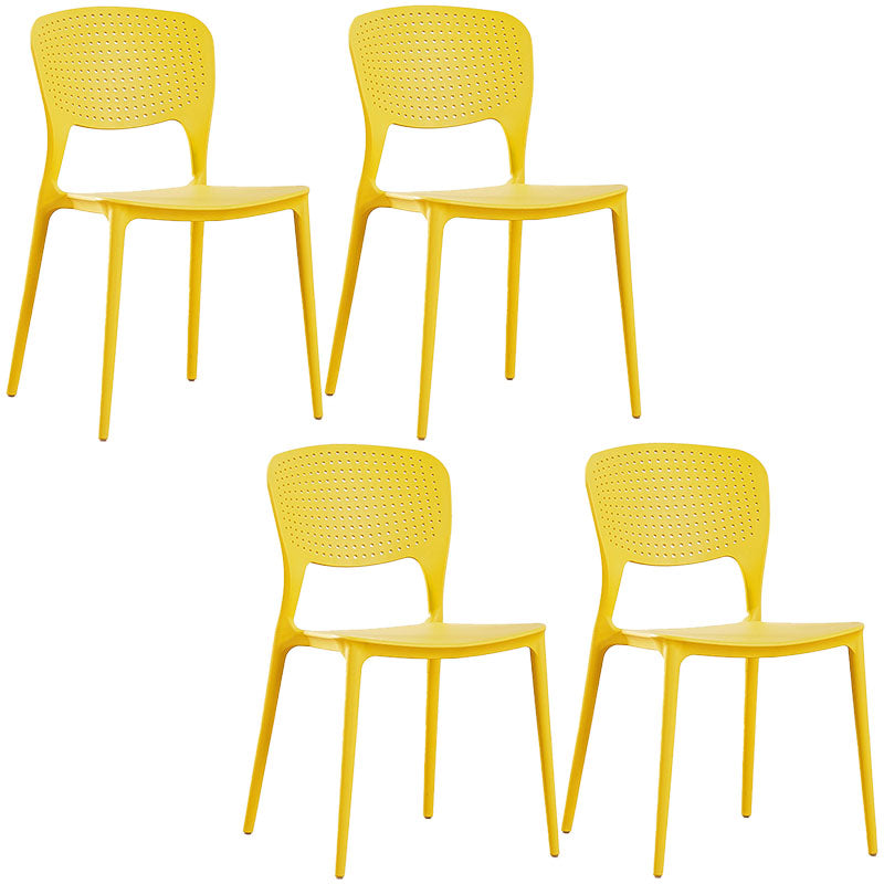 Contemporary Open Back Chairs Dining Armless Stackable Plastic Side Chair Yellow 4 Piece Set Clearhalo ' kitchen&dining_furn' 'Dining Chairs' 'Dining Tables & Seating' 'dining_chair' 'furn' 'furn_dining_chair' 'Furniture' 'furniture_dining_chair' 'Kitchen & Dining Furniture' 'kitchen' 4577291