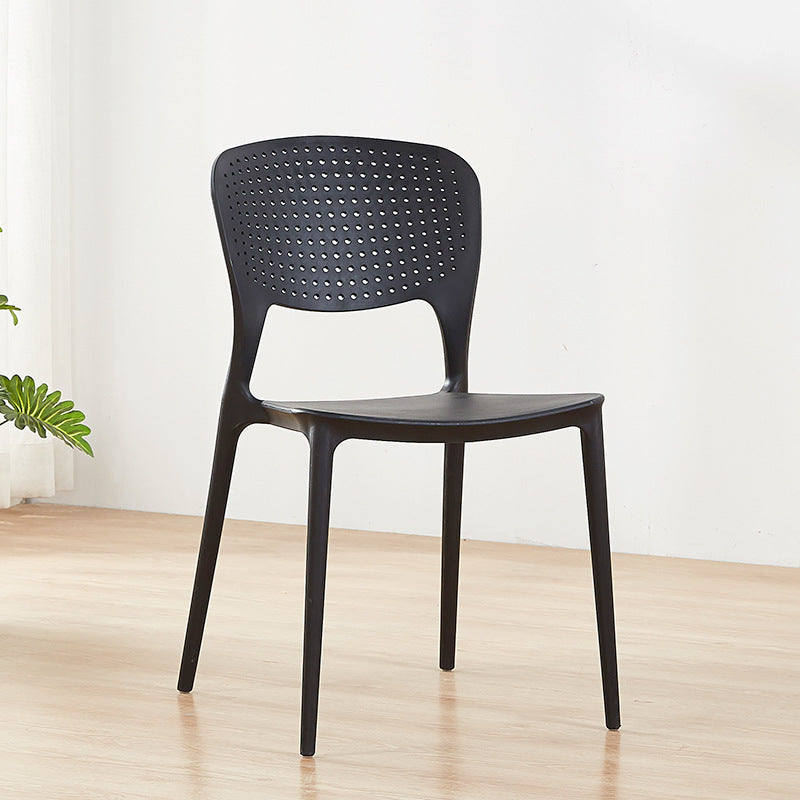 Contemporary Open Back Chairs Dining Armless Stackable Plastic Side Chair Black 1 Piece Clearhalo ' kitchen&dining_furn' 'Dining Chairs' 'Dining Tables & Seating' 'dining_chair' 'furn' 'furn_dining_chair' 'Furniture' 'furniture_dining_chair' 'Kitchen & Dining Furniture' 'kitchen' 4577299