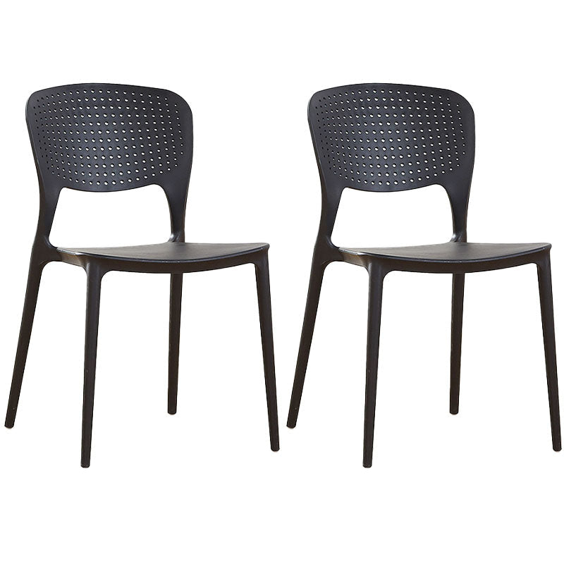 Contemporary Open Back Chairs Dining Armless Stackable Plastic Side Chair Black 2 Piece Set Clearhalo ' kitchen&dining_furn' 'Dining Chairs' 'Dining Tables & Seating' 'dining_chair' 'furn' 'furn_dining_chair' 'Furniture' 'furniture_dining_chair' 'Kitchen & Dining Furniture' 'kitchen' 4577300