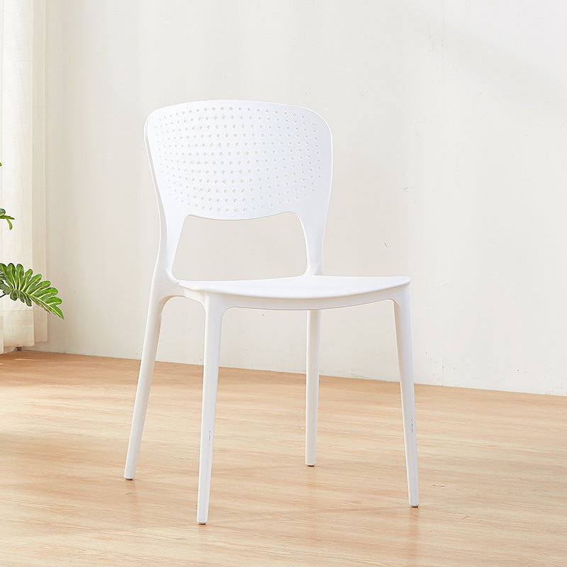 Contemporary Open Back Chairs Dining Armless Stackable Plastic Side Chair White 1 Piece Clearhalo ' kitchen&dining_furn' 'Dining Chairs' 'Dining Tables & Seating' 'dining_chair' 'furn' 'furn_dining_chair' 'Furniture' 'furniture_dining_chair' 'Kitchen & Dining Furniture' 'kitchen' 4577302