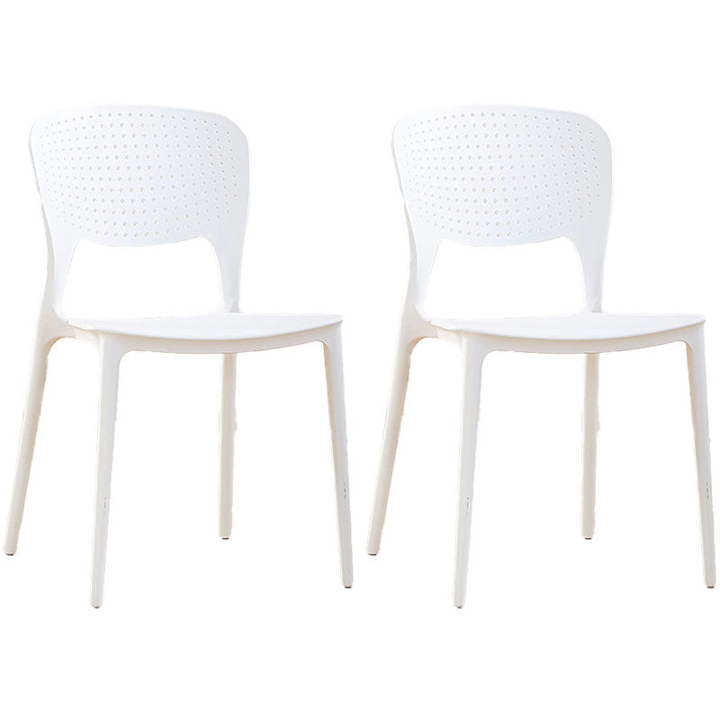 Contemporary Open Back Chairs Dining Armless Stackable Plastic Side Chair White 2 Piece Set Clearhalo ' kitchen&dining_furn' 'Dining Chairs' 'Dining Tables & Seating' 'dining_chair' 'furn' 'furn_dining_chair' 'Furniture' 'furniture_dining_chair' 'Kitchen & Dining Furniture' 'kitchen' 4577303