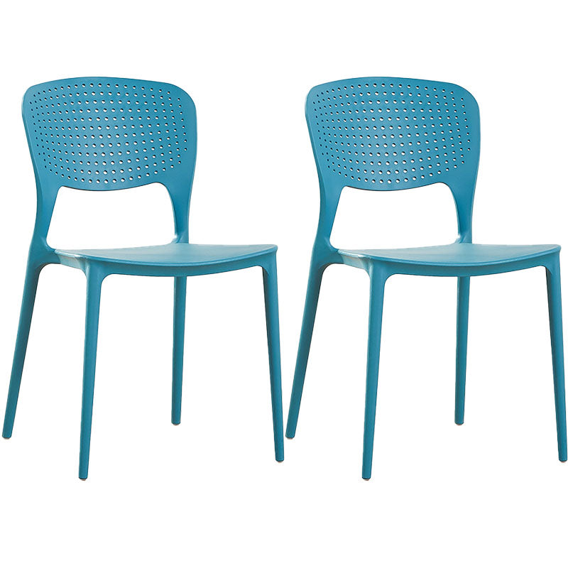 Contemporary Open Back Chairs Dining Armless Stackable Plastic Side Chair Blue 2 Piece Set Clearhalo ' kitchen&dining_furn' 'Dining Chairs' 'Dining Tables & Seating' 'dining_chair' 'furn' 'furn_dining_chair' 'Furniture' 'furniture_dining_chair' 'Kitchen & Dining Furniture' 'kitchen' 4577309
