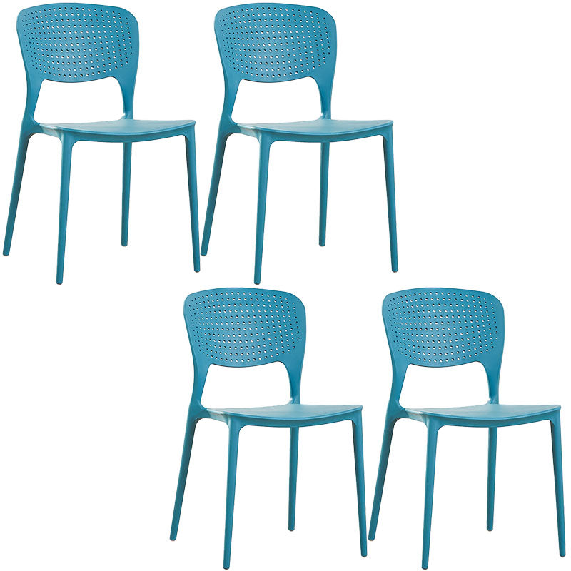 Contemporary Open Back Chairs Dining Armless Stackable Plastic Side Chair Blue 4 Piece Set Clearhalo ' kitchen&dining_furn' 'Dining Chairs' 'Dining Tables & Seating' 'dining_chair' 'furn' 'furn_dining_chair' 'Furniture' 'furniture_dining_chair' 'Kitchen & Dining Furniture' 'kitchen' 4577310