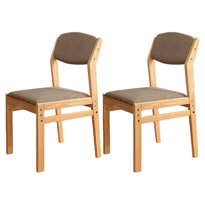 Modern Rubberwood Fabric Side Chair Matte Finish Open Back Dining Chair Brown 2 Piece Set Natural Wood Clearhalo ' kitchen&dining_furn' 'Dining Chairs' 'Dining Tables & Seating' 'dining_chair' 'furn' 'furn_dining_chair' 'Furniture' 'furniture_dining_chair' 'Kitchen & Dining Furniture' 'kitchen' 4577315