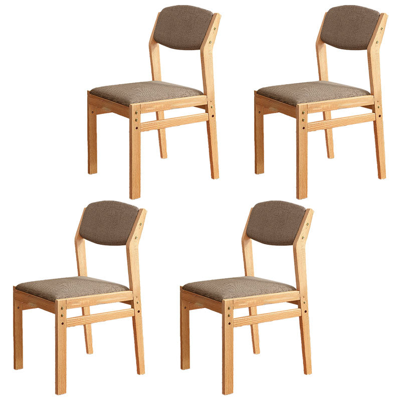 Modern Rubberwood Fabric Side Chair Matte Finish Open Back Dining Chair Brown 4 Piece Set Natural Wood Clearhalo ' kitchen&dining_furn' 'Dining Chairs' 'Dining Tables & Seating' 'dining_chair' 'furn' 'furn_dining_chair' 'Furniture' 'furniture_dining_chair' 'Kitchen & Dining Furniture' 'kitchen' 4577316