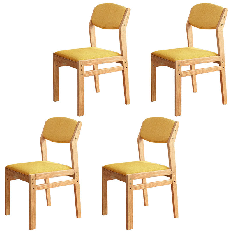 Modern Rubberwood Fabric Side Chair Matte Finish Open Back Dining Chair Yellow 4 Piece Set Natural Wood Clearhalo ' kitchen&dining_furn' 'Dining Chairs' 'Dining Tables & Seating' 'dining_chair' 'furn' 'furn_dining_chair' 'Furniture' 'furniture_dining_chair' 'Kitchen & Dining Furniture' 'kitchen' 4577323