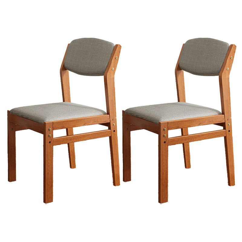 Modern Rubberwood Fabric Side Chair Matte Finish Open Back Dining Chair Grey 2 Piece Set Walnut Clearhalo ' kitchen&dining_furn' 'Dining Chairs' 'Dining Tables & Seating' 'dining_chair' 'furn' 'furn_dining_chair' 'Furniture' 'furniture_dining_chair' 'Kitchen & Dining Furniture' 'kitchen' 4577327