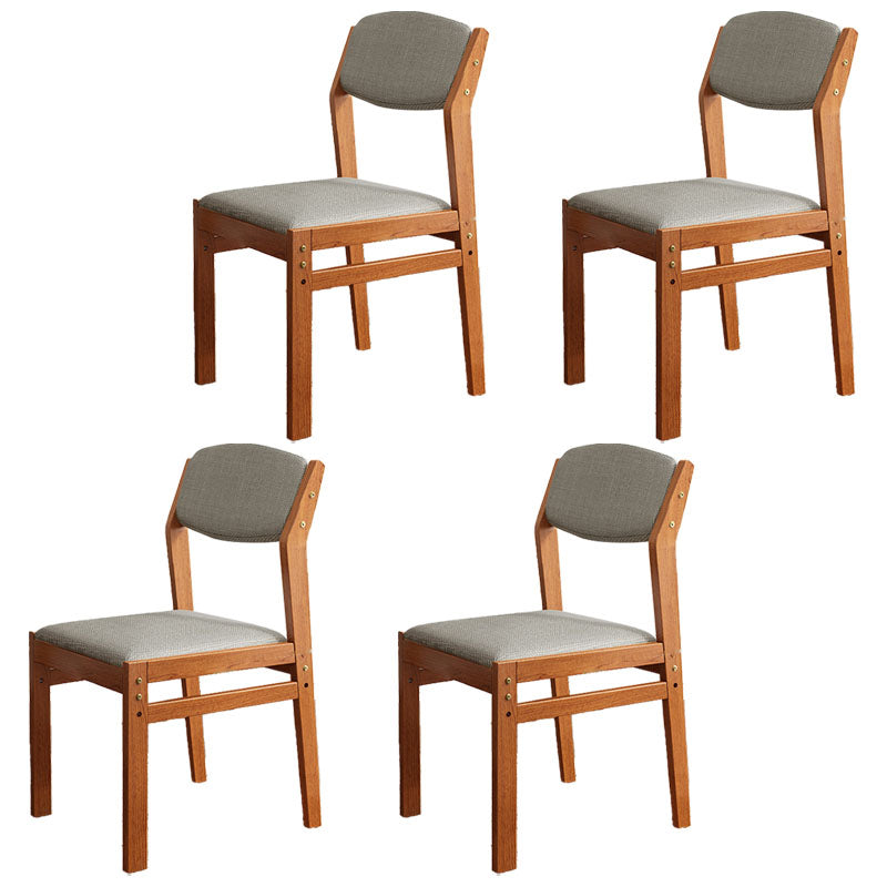 Modern Rubberwood Fabric Side Chair Matte Finish Open Back Dining Chair Grey 4 Piece Set Walnut Clearhalo ' kitchen&dining_furn' 'Dining Chairs' 'Dining Tables & Seating' 'dining_chair' 'furn' 'furn_dining_chair' 'Furniture' 'furniture_dining_chair' 'Kitchen & Dining Furniture' 'kitchen' 4577329