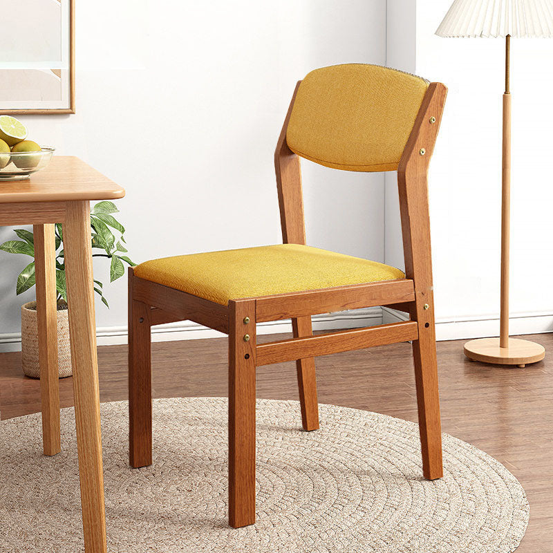 Modern Rubberwood Fabric Side Chair Matte Finish Open Back Dining Chair Yellow 1 Piece Walnut Clearhalo ' kitchen&dining_furn' 'Dining Chairs' 'Dining Tables & Seating' 'dining_chair' 'furn' 'furn_dining_chair' 'Furniture' 'furniture_dining_chair' 'Kitchen & Dining Furniture' 'kitchen' 4577330