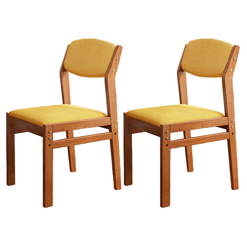 Modern Rubberwood Fabric Side Chair Matte Finish Open Back Dining Chair Yellow 2 Piece Set Walnut Clearhalo ' kitchen&dining_furn' 'Dining Chairs' 'Dining Tables & Seating' 'dining_chair' 'furn' 'furn_dining_chair' 'Furniture' 'furniture_dining_chair' 'Kitchen & Dining Furniture' 'kitchen' 4577331