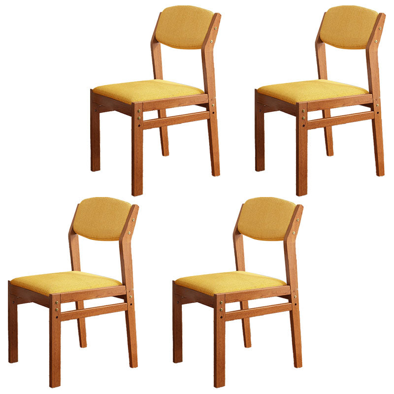 Modern Rubberwood Fabric Side Chair Matte Finish Open Back Dining Chair Yellow 4 Piece Set Walnut Clearhalo ' kitchen&dining_furn' 'Dining Chairs' 'Dining Tables & Seating' 'dining_chair' 'furn' 'furn_dining_chair' 'Furniture' 'furniture_dining_chair' 'Kitchen & Dining Furniture' 'kitchen' 4577332