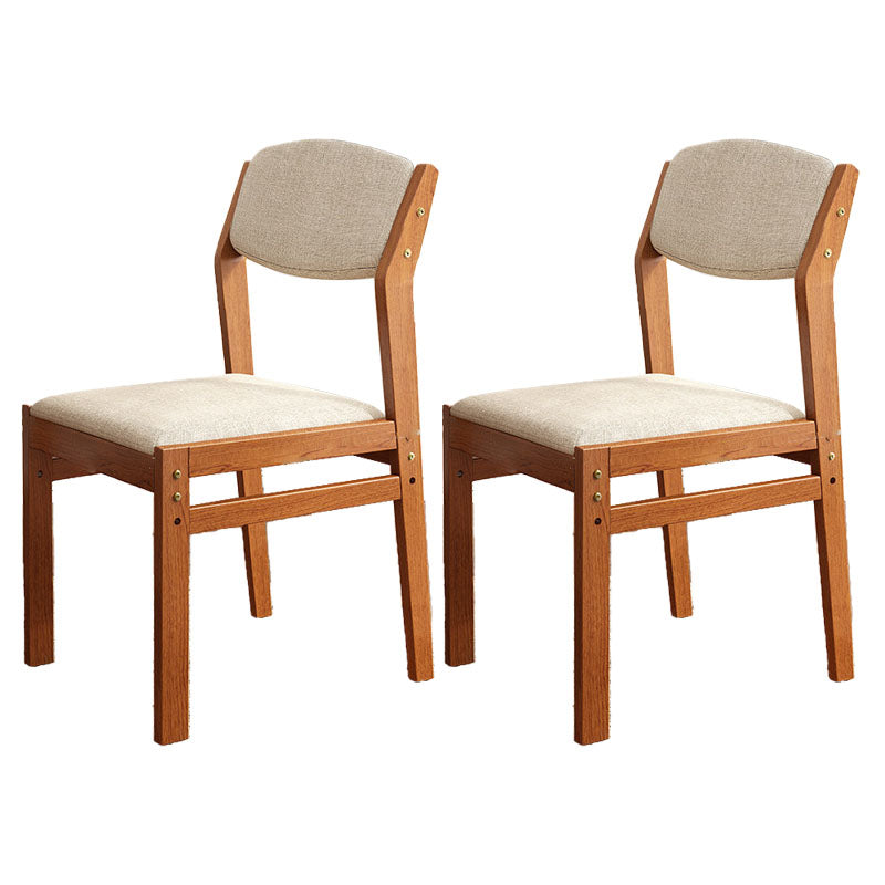 Modern Rubberwood Fabric Side Chair Matte Finish Open Back Dining Chair Off-White 2 Piece Set Walnut Clearhalo ' kitchen&dining_furn' 'Dining Chairs' 'Dining Tables & Seating' 'dining_chair' 'furn' 'furn_dining_chair' 'Furniture' 'furniture_dining_chair' 'Kitchen & Dining Furniture' 'kitchen' 4577337