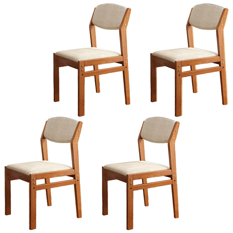 Modern Rubberwood Fabric Side Chair Matte Finish Open Back Dining Chair Off-White 4 Piece Set Walnut Clearhalo ' kitchen&dining_furn' 'Dining Chairs' 'Dining Tables & Seating' 'dining_chair' 'furn' 'furn_dining_chair' 'Furniture' 'furniture_dining_chair' 'Kitchen & Dining Furniture' 'kitchen' 4577338