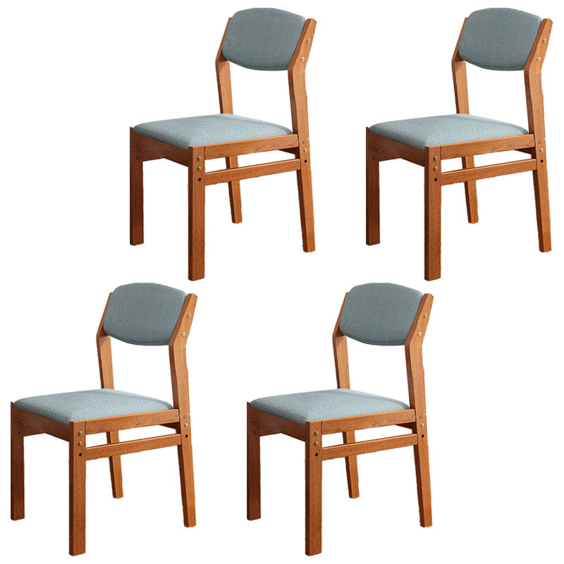 Modern Rubberwood Fabric Side Chair Matte Finish Open Back Dining Chair Sky Blue 4 Piece Set Walnut Clearhalo ' kitchen&dining_furn' 'Dining Chairs' 'Dining Tables & Seating' 'dining_chair' 'furn' 'furn_dining_chair' 'Furniture' 'furniture_dining_chair' 'Kitchen & Dining Furniture' 'kitchen' 4577344