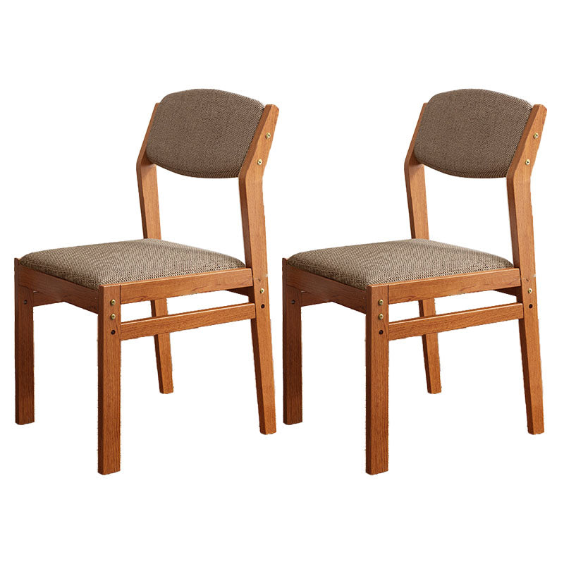Modern Rubberwood Fabric Side Chair Matte Finish Open Back Dining Chair Brown 2 Piece Set Walnut Clearhalo ' kitchen&dining_furn' 'Dining Chairs' 'Dining Tables & Seating' 'dining_chair' 'furn' 'furn_dining_chair' 'Furniture' 'furniture_dining_chair' 'Kitchen & Dining Furniture' 'kitchen' 4577346