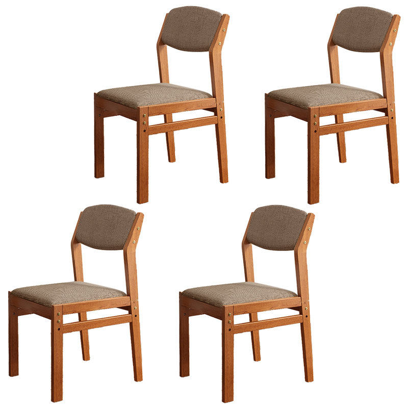 Modern Rubberwood Fabric Side Chair Matte Finish Open Back Dining Chair Brown 4 Piece Set Walnut Clearhalo ' kitchen&dining_furn' 'Dining Chairs' 'Dining Tables & Seating' 'dining_chair' 'furn' 'furn_dining_chair' 'Furniture' 'furniture_dining_chair' 'Kitchen & Dining Furniture' 'kitchen' 4577347