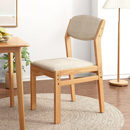 Modern Rubberwood Fabric Side Chair Matte Finish Open Back Dining Chair Off-White 1 Piece Natural Wood Clearhalo ' kitchen&dining_furn' 'Dining Chairs' 'Dining Tables & Seating' 'dining_chair' 'furn' 'furn_dining_chair' 'Furniture' 'furniture_dining_chair' 'Kitchen & Dining Furniture' 'kitchen' 4577348