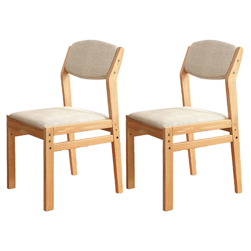 Modern Rubberwood Fabric Side Chair Matte Finish Open Back Dining Chair Off-White 2 Piece Set Natural Wood Clearhalo ' kitchen&dining_furn' 'Dining Chairs' 'Dining Tables & Seating' 'dining_chair' 'furn' 'furn_dining_chair' 'Furniture' 'furniture_dining_chair' 'Kitchen & Dining Furniture' 'kitchen' 4577349
