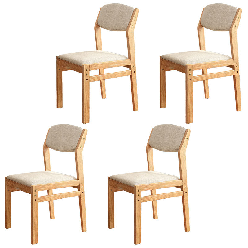 Modern Rubberwood Fabric Side Chair Matte Finish Open Back Dining Chair Off-White 4 Piece Set Natural Wood Clearhalo ' kitchen&dining_furn' 'Dining Chairs' 'Dining Tables & Seating' 'dining_chair' 'furn' 'furn_dining_chair' 'Furniture' 'furniture_dining_chair' 'Kitchen & Dining Furniture' 'kitchen' 4577350