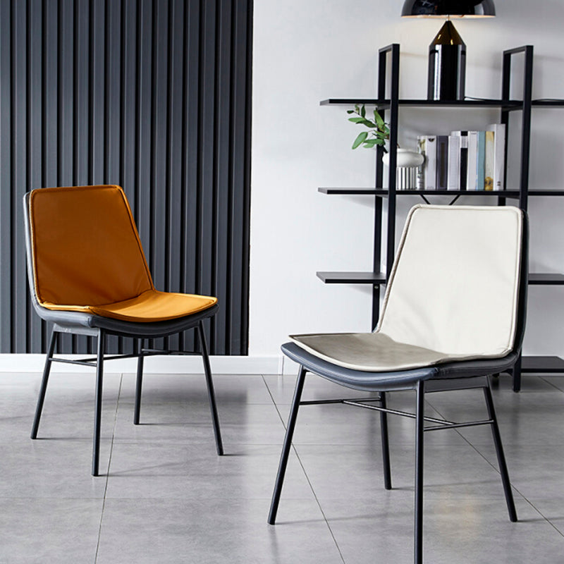 Industrial Design Faux Leather Dining Chairs Armless Solid Back Chair Clearhalo ' kitchen&dining_furn' 'Dining Chairs' 'Dining Tables & Seating' 'dining_chair' 'furn' 'furn_dining_chair' 'Furniture' 'furniture_dining_chair' 'Kitchen & Dining Furniture' 'kitchen' 4577352