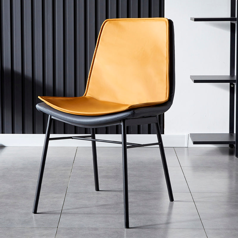 Industrial Design Faux Leather Dining Chairs Armless Solid Back Chair Yellow 1 Piece Clearhalo ' kitchen&dining_furn' 'Dining Chairs' 'Dining Tables & Seating' 'dining_chair' 'furn' 'furn_dining_chair' 'Furniture' 'furniture_dining_chair' 'Kitchen & Dining Furniture' 'kitchen' 4577353