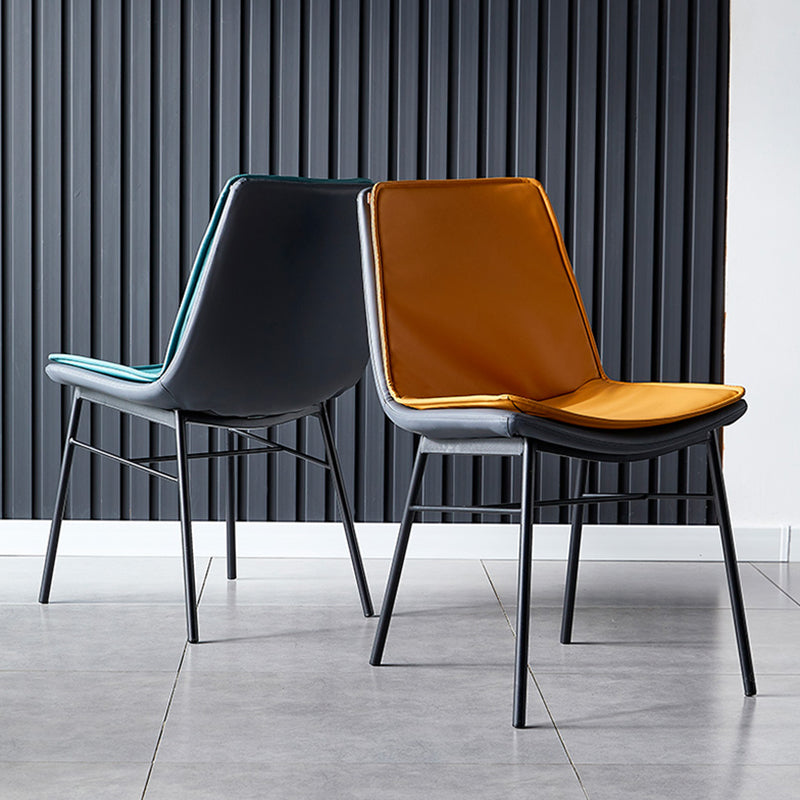 Industrial Design Faux Leather Dining Chairs Armless Solid Back Chair Clearhalo ' kitchen&dining_furn' 'Dining Chairs' 'Dining Tables & Seating' 'dining_chair' 'furn' 'furn_dining_chair' 'Furniture' 'furniture_dining_chair' 'Kitchen & Dining Furniture' 'kitchen' 4577354