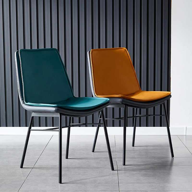 Industrial Design Faux Leather Dining Chairs Armless Solid Back Chair Clearhalo ' kitchen&dining_furn' 'Dining Chairs' 'Dining Tables & Seating' 'dining_chair' 'furn' 'furn_dining_chair' 'Furniture' 'furniture_dining_chair' 'Kitchen & Dining Furniture' 'kitchen' 4577357