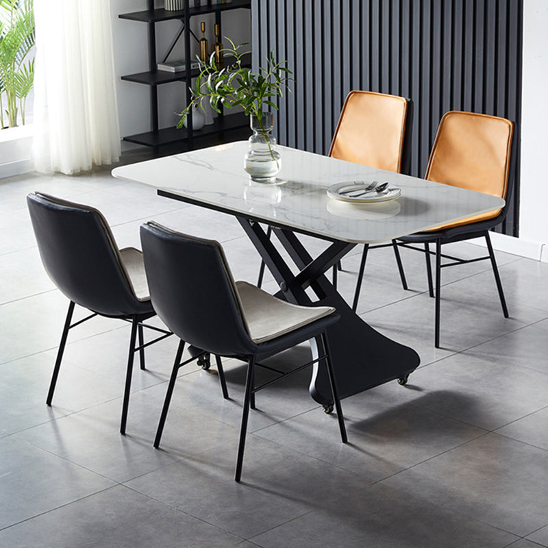 Industrial Design Faux Leather Dining Chairs Armless Solid Back Chair Clearhalo ' kitchen&dining_furn' 'Dining Chairs' 'Dining Tables & Seating' 'dining_chair' 'furn' 'furn_dining_chair' 'Furniture' 'furniture_dining_chair' 'Kitchen & Dining Furniture' 'kitchen' 4577358