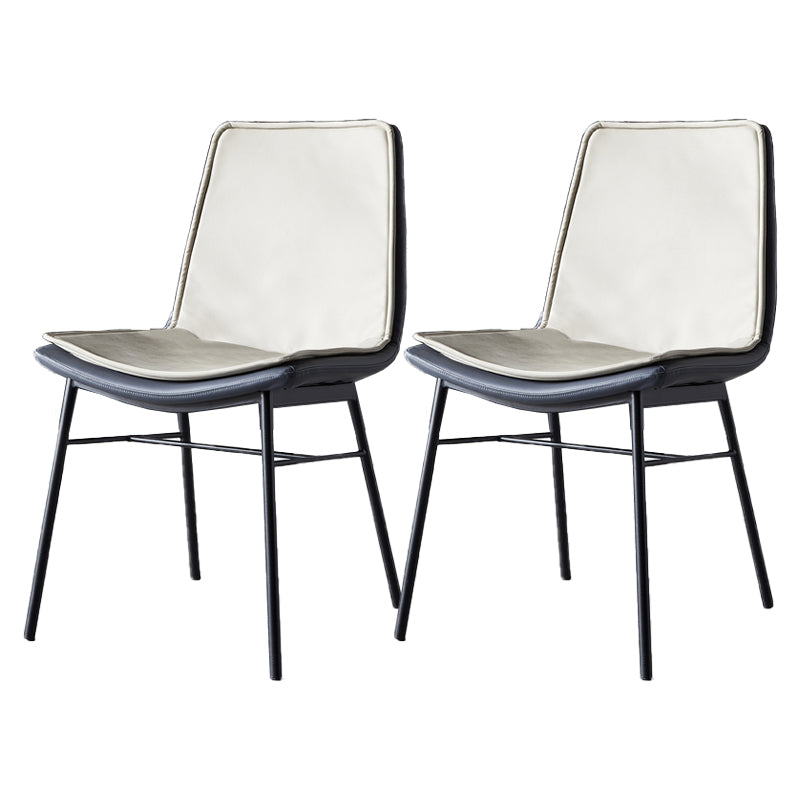 Industrial Design Faux Leather Dining Chairs Armless Solid Back Chair Grey 2 Piece Set Clearhalo ' kitchen&dining_furn' 'Dining Chairs' 'Dining Tables & Seating' 'dining_chair' 'furn' 'furn_dining_chair' 'Furniture' 'furniture_dining_chair' 'Kitchen & Dining Furniture' 'kitchen' 4577361