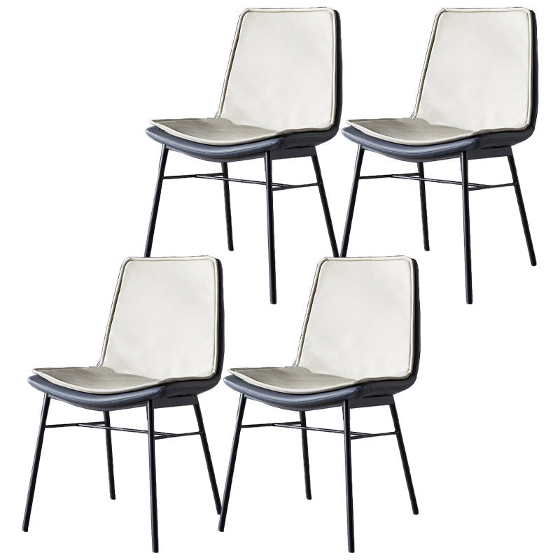 Industrial Design Faux Leather Dining Chairs Armless Solid Back Chair Grey 4 Piece Set Clearhalo ' kitchen&dining_furn' 'Dining Chairs' 'Dining Tables & Seating' 'dining_chair' 'furn' 'furn_dining_chair' 'Furniture' 'furniture_dining_chair' 'Kitchen & Dining Furniture' 'kitchen' 4577362