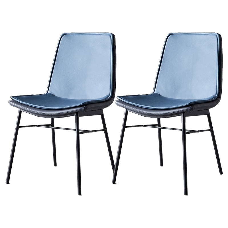 Industrial Design Faux Leather Dining Chairs Armless Solid Back Chair Blue 2 Piece Set Clearhalo ' kitchen&dining_furn' 'Dining Chairs' 'Dining Tables & Seating' 'dining_chair' 'furn' 'furn_dining_chair' 'Furniture' 'furniture_dining_chair' 'Kitchen & Dining Furniture' 'kitchen' 4577367