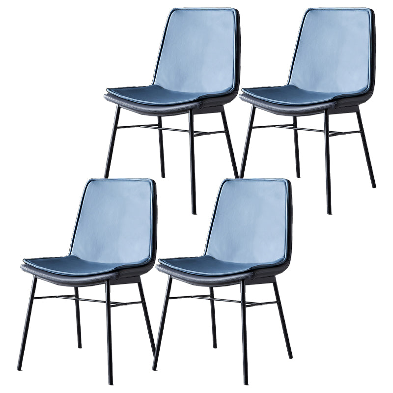 Industrial Design Faux Leather Dining Chairs Armless Solid Back Chair Blue 4 Piece Set Clearhalo ' kitchen&dining_furn' 'Dining Chairs' 'Dining Tables & Seating' 'dining_chair' 'furn' 'furn_dining_chair' 'Furniture' 'furniture_dining_chair' 'Kitchen & Dining Furniture' 'kitchen' 4577369