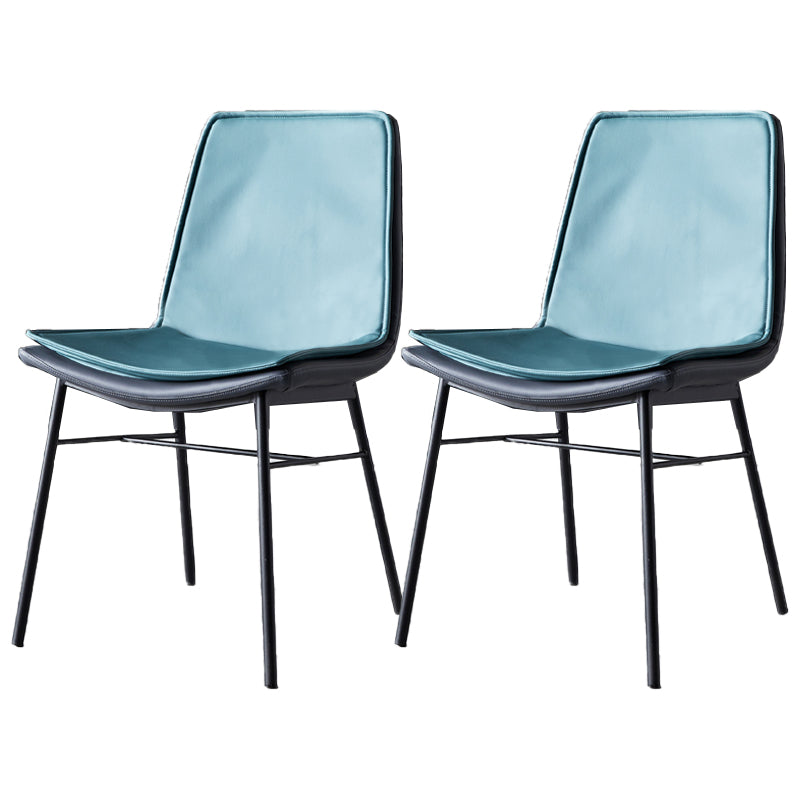 Industrial Design Faux Leather Dining Chairs Armless Solid Back Chair Green 2 Piece Set Clearhalo ' kitchen&dining_furn' 'Dining Chairs' 'Dining Tables & Seating' 'dining_chair' 'furn' 'furn_dining_chair' 'Furniture' 'furniture_dining_chair' 'Kitchen & Dining Furniture' 'kitchen' 4577372