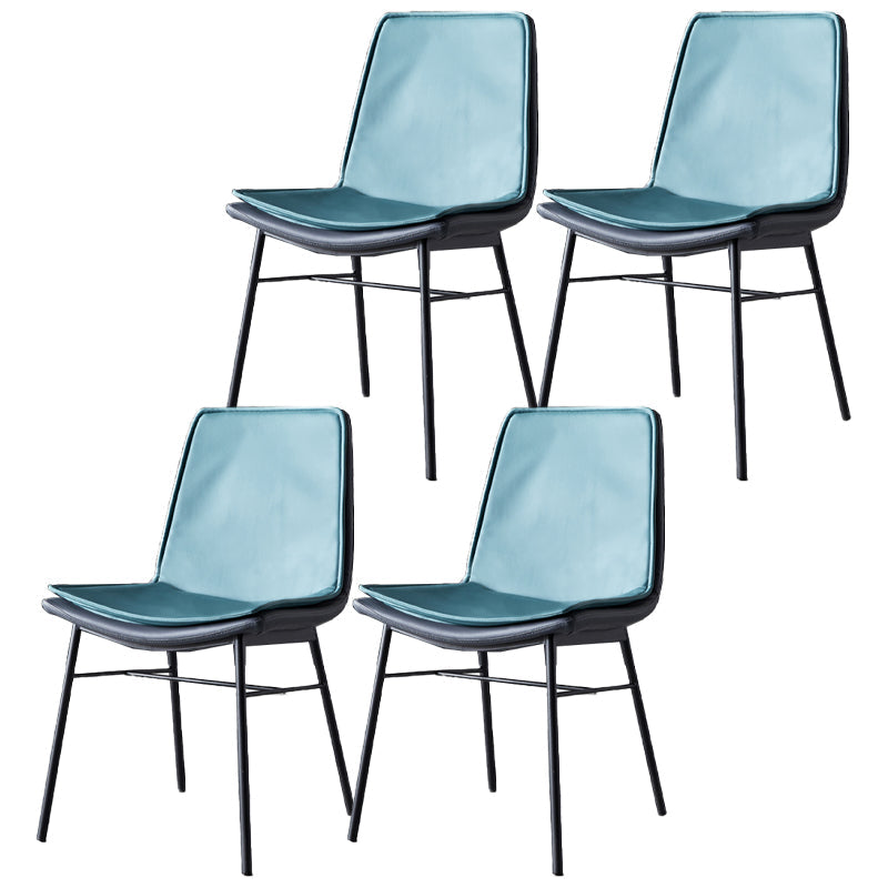 Industrial Design Faux Leather Dining Chairs Armless Solid Back Chair Green 4 Piece Set Clearhalo ' kitchen&dining_furn' 'Dining Chairs' 'Dining Tables & Seating' 'dining_chair' 'furn' 'furn_dining_chair' 'Furniture' 'furniture_dining_chair' 'Kitchen & Dining Furniture' 'kitchen' 4577374