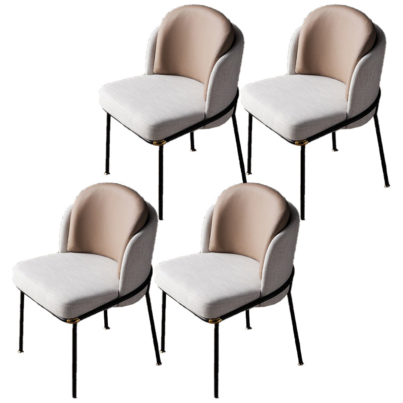 Contemporary Dining Chair Dining Armless Side Chairs with Metal Legs Khaki 4 Piece Set Clearhalo ' kitchen&dining_furn' 'Dining Chairs' 'Dining Tables & Seating' 'dining_chair' 'furn' 'furn_dining_chair' 'Furniture' 'furniture_dining_chair' 'Kitchen & Dining Furniture' 'kitchen' 4577388