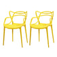 Contemporary Open Back Chair Dining Arm Side Chair with Plastic Legs Yellow 2 Piece Set Clearhalo ' kitchen&dining_furn' 'Dining Chairs' 'Dining Tables & Seating' 'dining_chair' 'furn' 'furn_dining_chair' 'Furniture' 'furniture_dining_chair' 'Kitchen & Dining Furniture' 'kitchen' 4577400