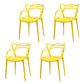 Contemporary Open Back Chair Dining Arm Side Chair with Plastic Legs Yellow 4 Piece Set Clearhalo ' kitchen&dining_furn' 'Dining Chairs' 'Dining Tables & Seating' 'dining_chair' 'furn' 'furn_dining_chair' 'Furniture' 'furniture_dining_chair' 'Kitchen & Dining Furniture' 'kitchen' 4577402