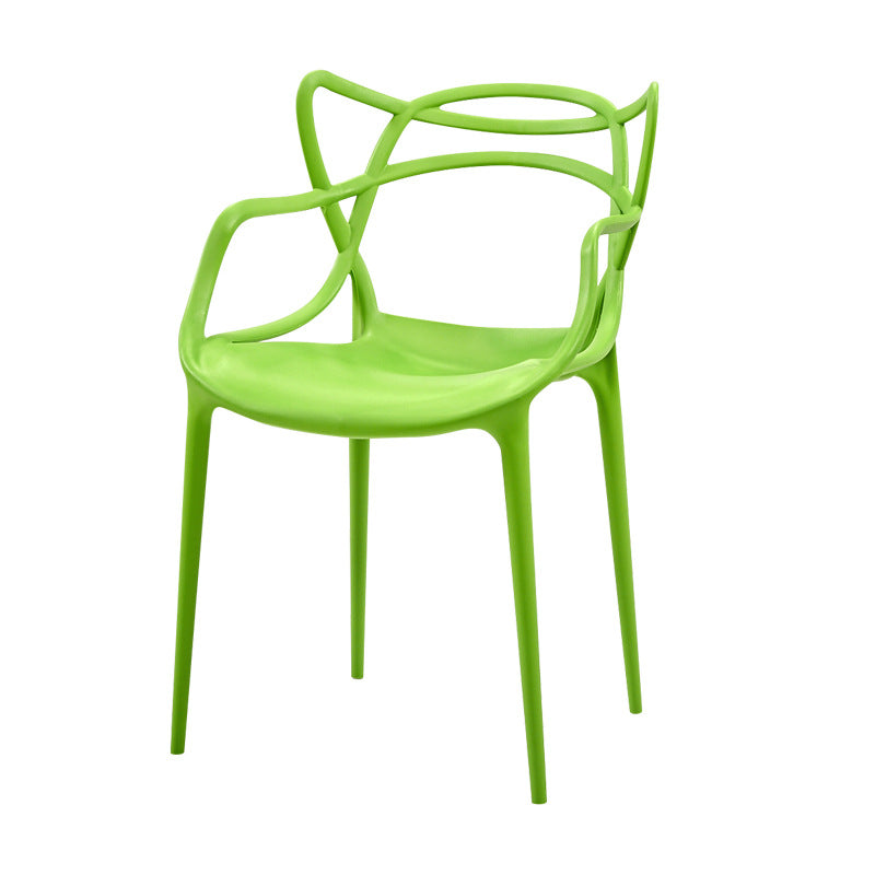 Contemporary Open Back Chair Dining Arm Side Chair with Plastic Legs Green 1 Piece Clearhalo ' kitchen&dining_furn' 'Dining Chairs' 'Dining Tables & Seating' 'dining_chair' 'furn' 'furn_dining_chair' 'Furniture' 'furniture_dining_chair' 'Kitchen & Dining Furniture' 'kitchen' 4577403