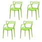 Contemporary Open Back Chair Dining Arm Side Chair with Plastic Legs Green 4 Piece Set Clearhalo ' kitchen&dining_furn' 'Dining Chairs' 'Dining Tables & Seating' 'dining_chair' 'furn' 'furn_dining_chair' 'Furniture' 'furniture_dining_chair' 'Kitchen & Dining Furniture' 'kitchen' 4577407