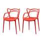 Contemporary Open Back Chair Dining Arm Side Chair with Plastic Legs Red 2 Piece Set Clearhalo ' kitchen&dining_furn' 'Dining Chairs' 'Dining Tables & Seating' 'dining_chair' 'furn' 'furn_dining_chair' 'Furniture' 'furniture_dining_chair' 'Kitchen & Dining Furniture' 'kitchen' 4577411