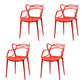Contemporary Open Back Chair Dining Arm Side Chair with Plastic Legs Red 4 Piece Set Clearhalo ' kitchen&dining_furn' 'Dining Chairs' 'Dining Tables & Seating' 'dining_chair' 'furn' 'furn_dining_chair' 'Furniture' 'furniture_dining_chair' 'Kitchen & Dining Furniture' 'kitchen' 4577414