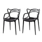 Contemporary Open Back Chair Dining Arm Side Chair with Plastic Legs Black 2 Piece Set Clearhalo ' kitchen&dining_furn' 'Dining Chairs' 'Dining Tables & Seating' 'dining_chair' 'furn' 'furn_dining_chair' 'Furniture' 'furniture_dining_chair' 'Kitchen & Dining Furniture' 'kitchen' 4577417