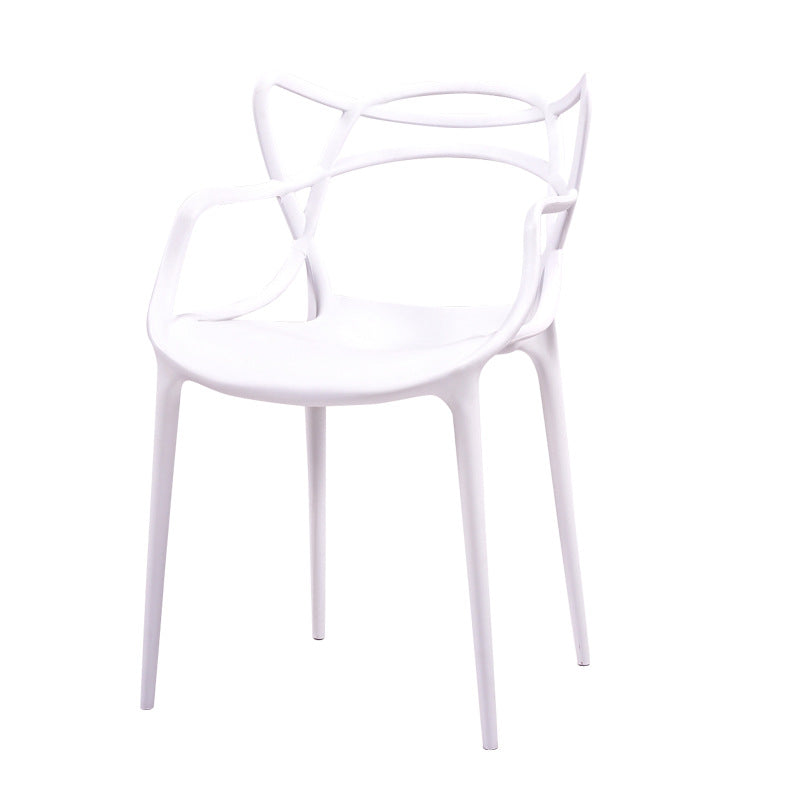 Contemporary Open Back Chair Dining Arm Side Chair with Plastic Legs White 1 Piece Clearhalo ' kitchen&dining_furn' 'Dining Chairs' 'Dining Tables & Seating' 'dining_chair' 'furn' 'furn_dining_chair' 'Furniture' 'furniture_dining_chair' 'Kitchen & Dining Furniture' 'kitchen' 4577419