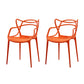 Contemporary Open Back Chair Dining Arm Side Chair with Plastic Legs Orange 2 Piece Set Clearhalo ' kitchen&dining_furn' 'Dining Chairs' 'Dining Tables & Seating' 'dining_chair' 'furn' 'furn_dining_chair' 'Furniture' 'furniture_dining_chair' 'Kitchen & Dining Furniture' 'kitchen' 4577423