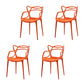 Contemporary Open Back Chair Dining Arm Side Chair with Plastic Legs Orange 4 Piece Set Clearhalo ' kitchen&dining_furn' 'Dining Chairs' 'Dining Tables & Seating' 'dining_chair' 'furn' 'furn_dining_chair' 'Furniture' 'furniture_dining_chair' 'Kitchen & Dining Furniture' 'kitchen' 4577424