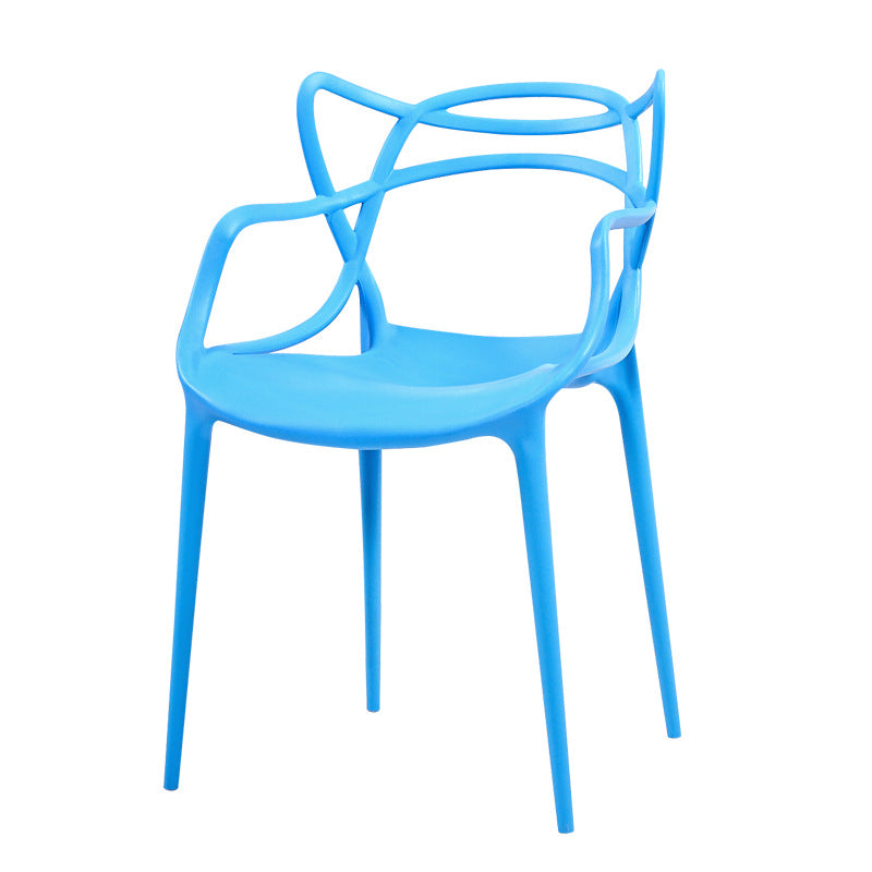 Contemporary Open Back Chair Dining Arm Side Chair with Plastic Legs Blue 1 Piece Clearhalo ' kitchen&dining_furn' 'Dining Chairs' 'Dining Tables & Seating' 'dining_chair' 'furn' 'furn_dining_chair' 'Furniture' 'furniture_dining_chair' 'Kitchen & Dining Furniture' 'kitchen' 4577425